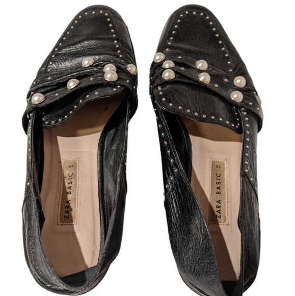 Zara Black Beaded Loafers Size 39 - Picture 3 of 10